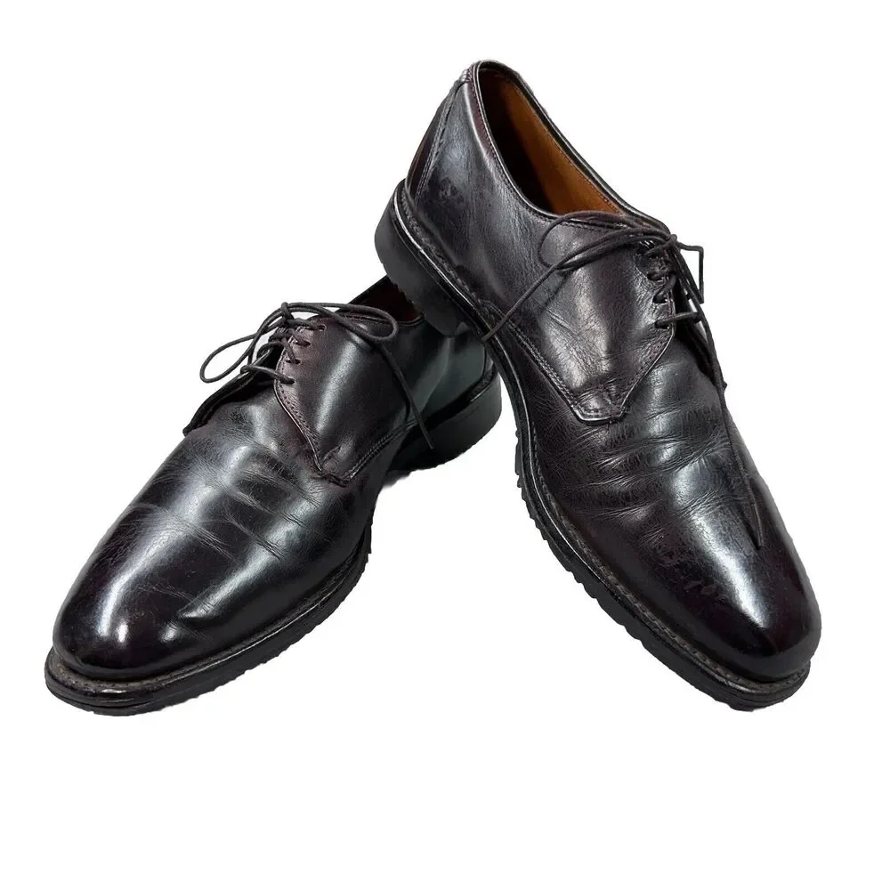 Allen Edmonds Joplin 2942 Mens 8 Dark Brown Leather Lace Up Square Toe Shoes